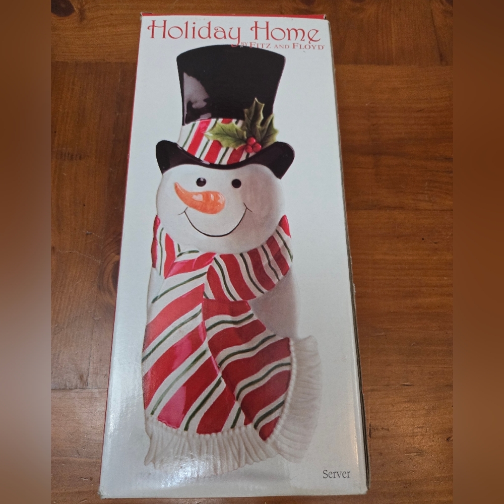Fitz and Floyd Holiday Home Snowman Server - Red, White, Black